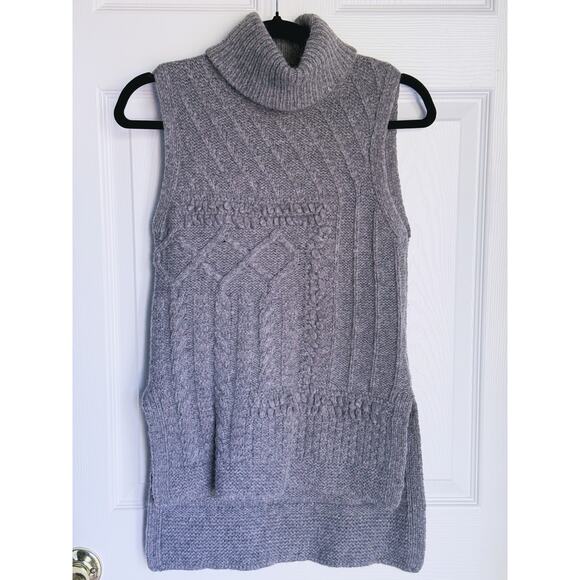 Derek Lam 10 Crosby Gray Chunky Knit Turtleneck Sweater Vest Alpaca Small Luxury - Picture 3 of 8